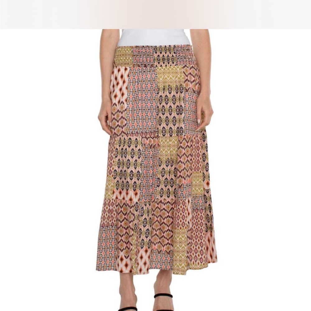 Liverpool Multicolor Patchwork Maxi Skirt NWT